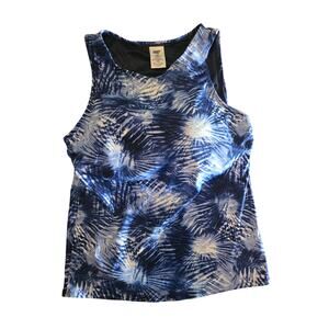 Lands End Swim Top 14D Womens Blue Vuilt In Bra Pullover Padded Swimwear
